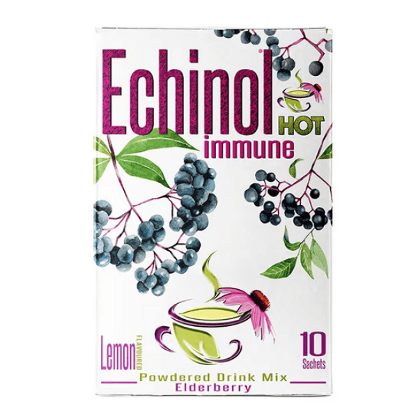 Echinol Hot Immune Powdered Drink Mix Elderberry Lemon Flavoured 10 Sachets